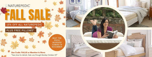 Fall Sale, free pillows and 15% off Naturepedic